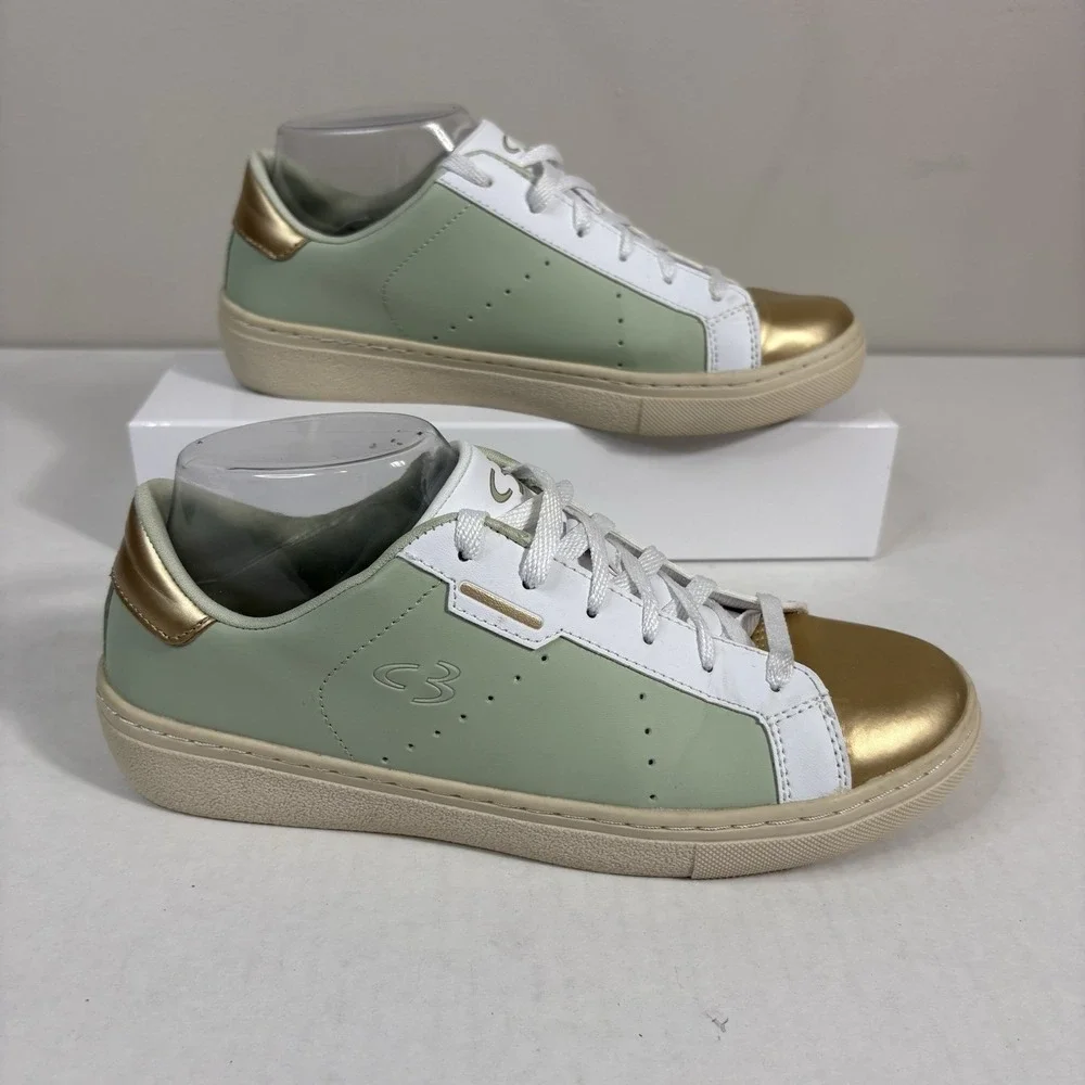 Skechers Women's Sz 7.5 Next Big Shine Concept 3 Green/Gold/White‎ Shoes